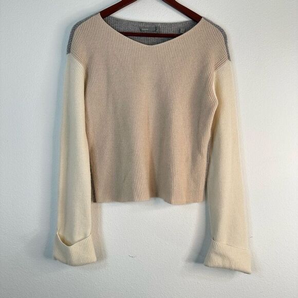 Vince 100% Cashmere Colorblocked Sweater Womens Small Modern Cozy Minimalist - Picture 1 of 9